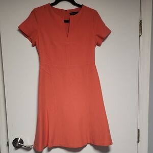 Banana Republic Coral Fit & Flare Short Sleece V-Neck Dress Size 4